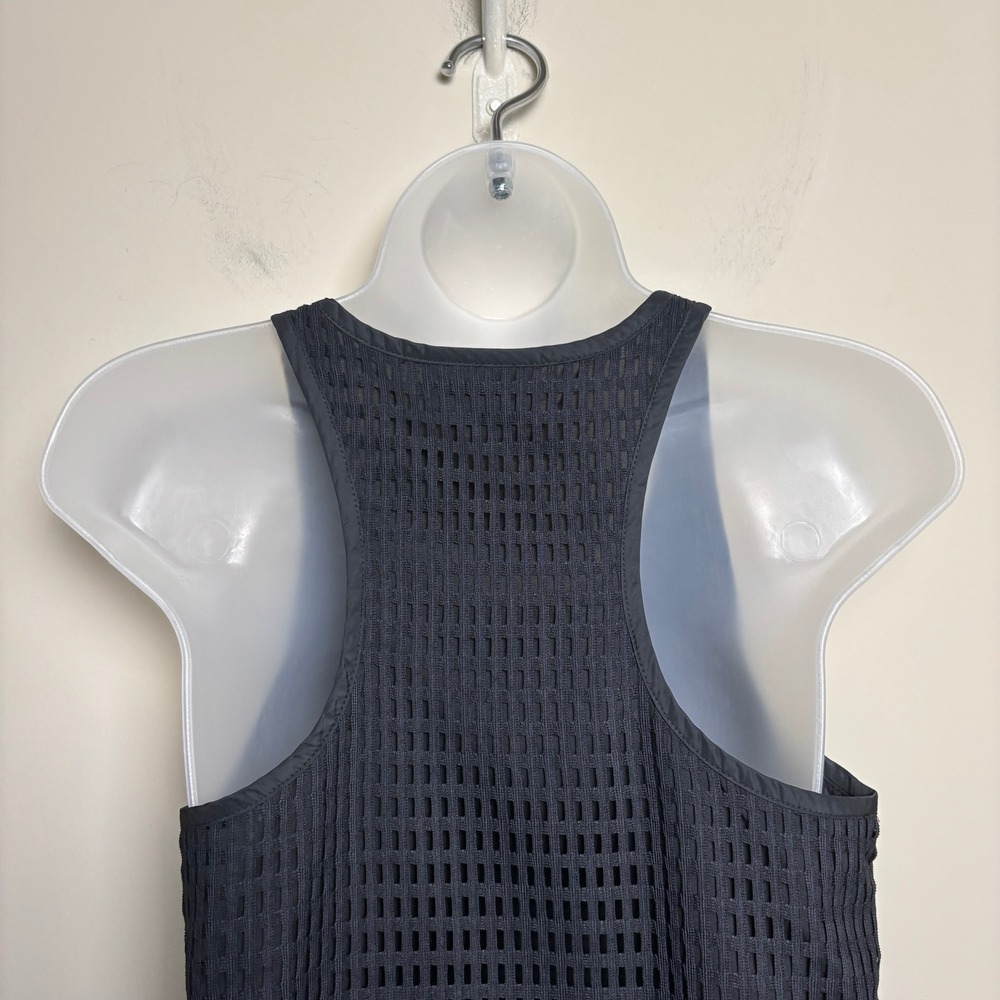 DKNY Black Grid Mesh Sheer Knit Racerback Scoop Neck Sleeveless Tank Top Women S - Picture 6 of 9